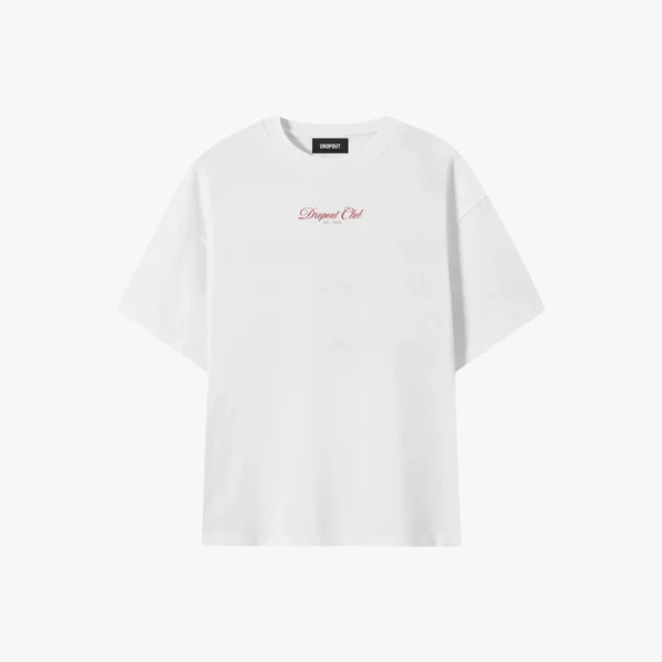 Mockup of the front of the Hangover Oversized White T-shirt by Dropout brand