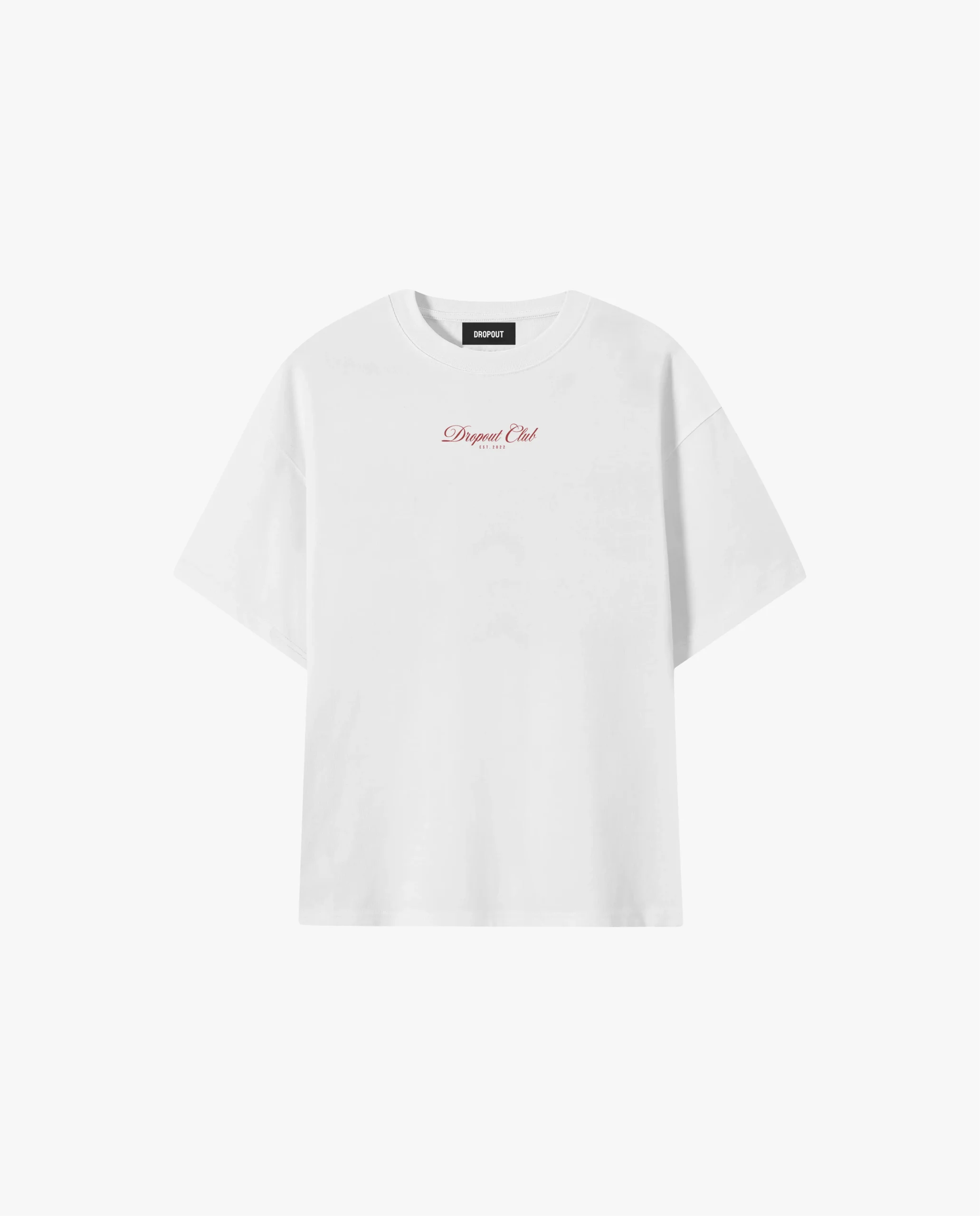 Mockup of the front of the Hangover Oversized White T-shirt by Dropout brand