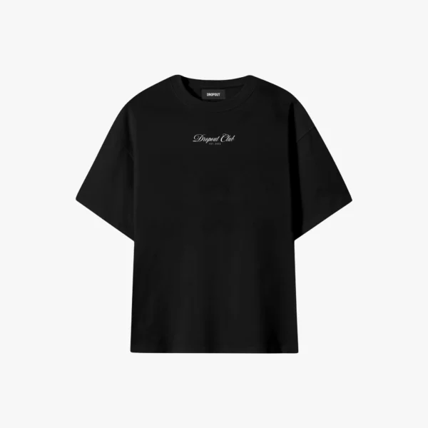 Mockup of the front of the Hangover Oversized Black T-shirt by Dropout brand